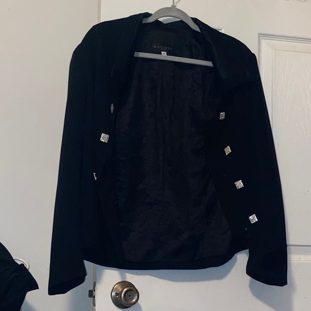 Elegant Black Blazer with Silver Details
